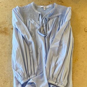 Derek Lam Crosby Light Blue Smocked Blouse